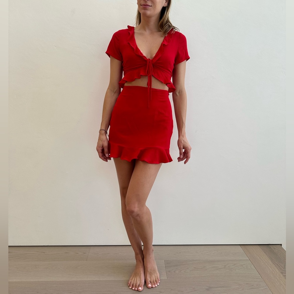 Ruffle Red Mini Dress (Revolve) - Superdown